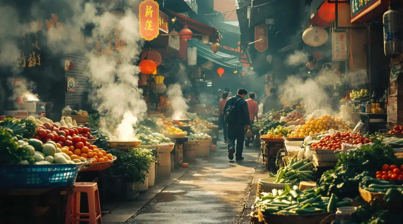 清晨菜市场的烟火气